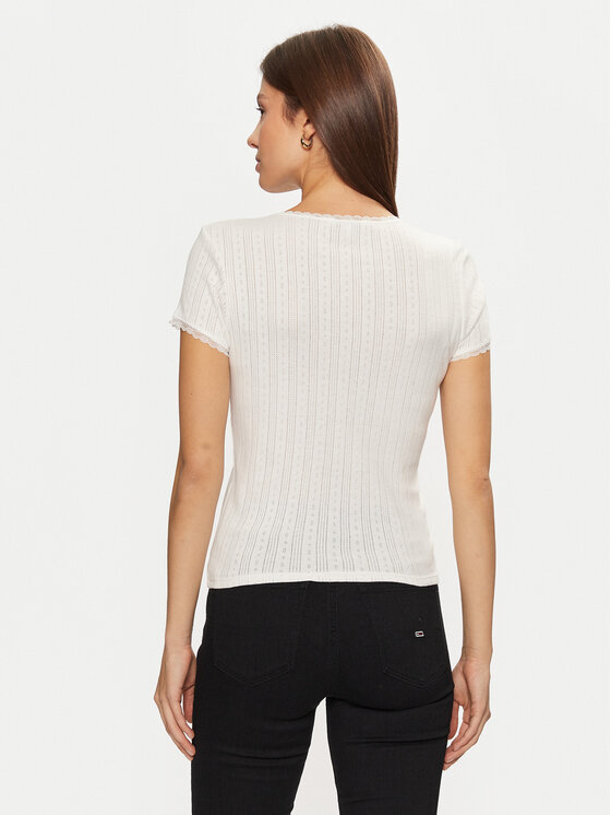 Tommy Jeans Tommy Jeans Majica DW0DW19493 Écru Slim Fit