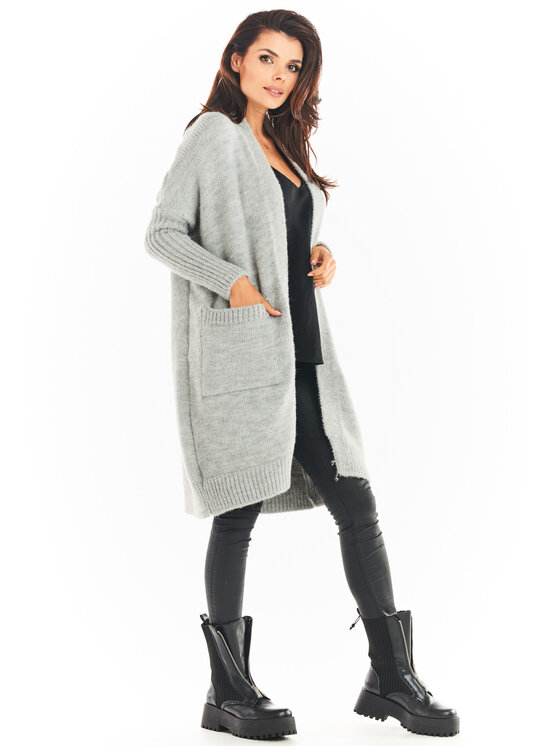 Awama Awama Sweter A395 Szary Basic Fit