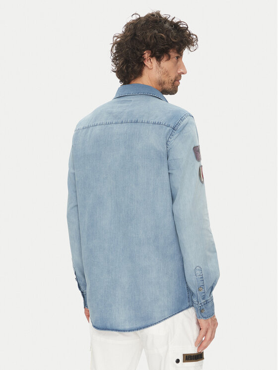 Aeronautica Militare Aeronautica Militare camicia di jeans 251CA1281CT3527 Celeste Regular Fit
