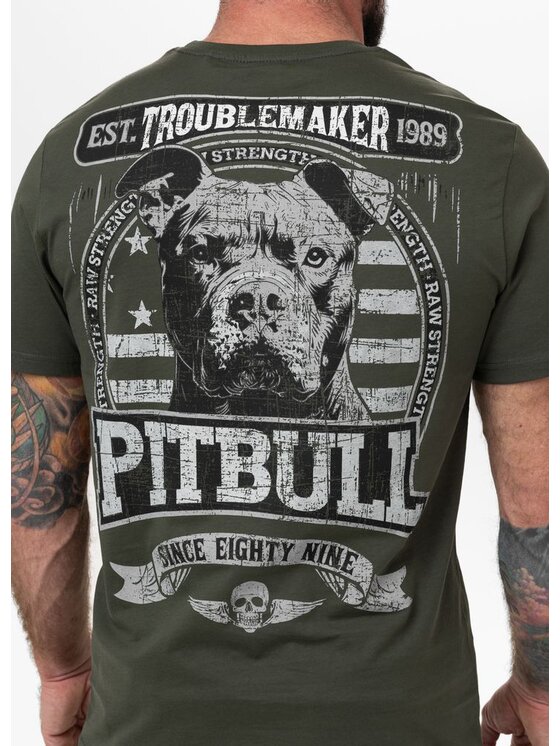 PITBULL PITBULL T-Shirt Koszulka męska TROUBLEMAKER XXL Zielony Regular Fit