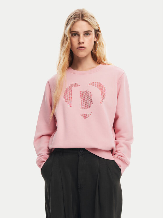 Desigual Desigual Džemperis Strass 24WWSK08 Rožinė Regular Fit