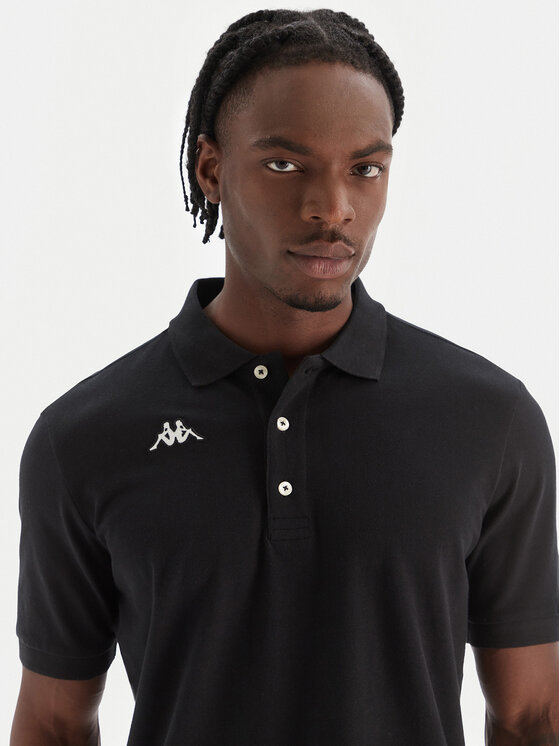 Kappa Kappa Polokošeľa Logo Sharas Mss 302B3D0 Čierna Regular Fit