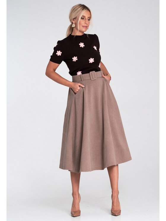 FIGL FIGL Trapézová sukňa M1234 Béžová A-Line Fit