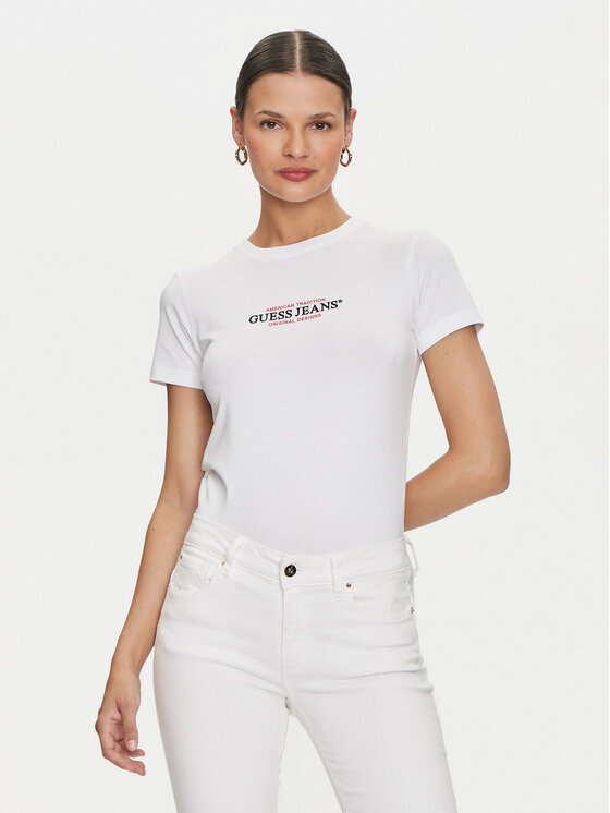 T-Shirt Guess Jeans, Größe L Weiß W4YI03 J1314