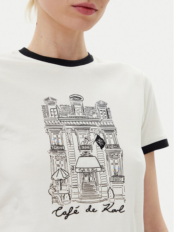 KARL LAGERFELD KARL LAGERFELD Tricou A2W17087 Écru Regular Fit
