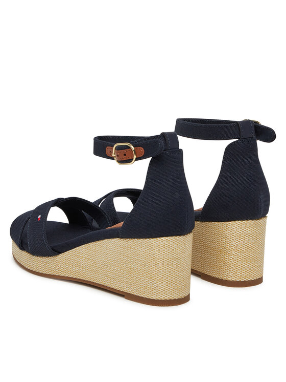 Tommy Hilfiger Tommy Hilfiger Sandały Flag Criss-Cros Mid Wedge Espad FW0FW08481 Granatowy
