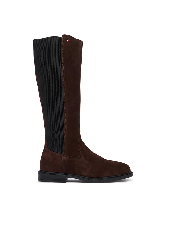 Tommy Hilfiger Tommy Hilfiger Μπότες Enamel Flag Suede High Chelsea FW0FW09574 Σκούρο καφέ