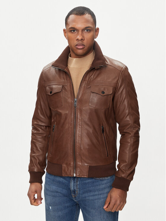 Serge Pariente Serge Pariente Nahkjope Tornade Pruun Regular Fit