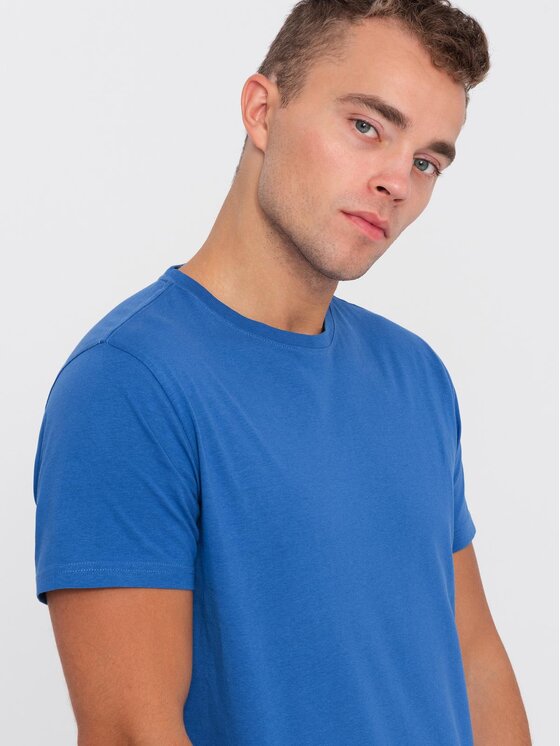 Ombre Ombre T-Shirt OM-TSBS-0146 Niebieski Regular Fit