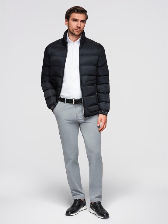 Ombre Ombre Kurtka przejściowa OM-JALP-0218 Czarny Regular Fit