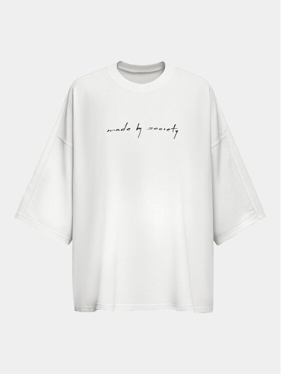 MADE BY SOCIETY MADE BY SOCIETY T-Shirt Tricou COBALT SCHEMATIC - T17175 Biały Basic Fit