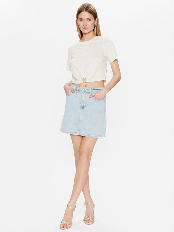 Guess Guess Marškinėliai Piercing W3GI23 JA914 Écru Boxy Fit