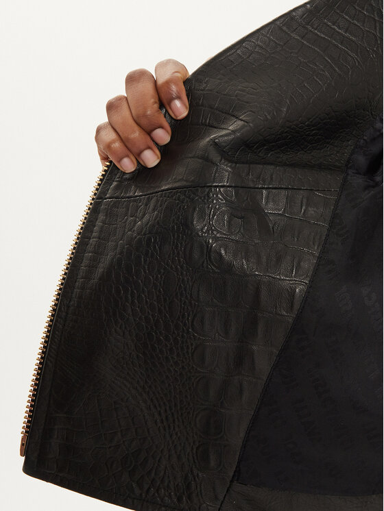 Just Cavalli Just Cavalli Lederjacke 77PAVP05 Schwarz Regular Fit