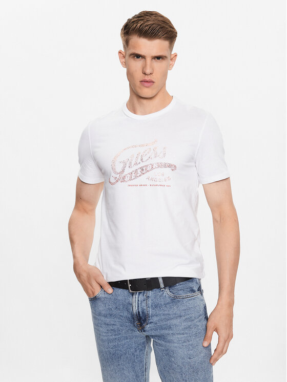 Guess T-shirt M3YI27 J1314 Bijela Slim Fit