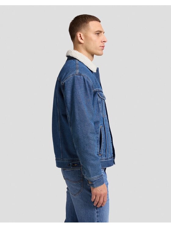 Lee Lee Kurtka jeansowa SHERPA JACKET Niebieski Regular Fit