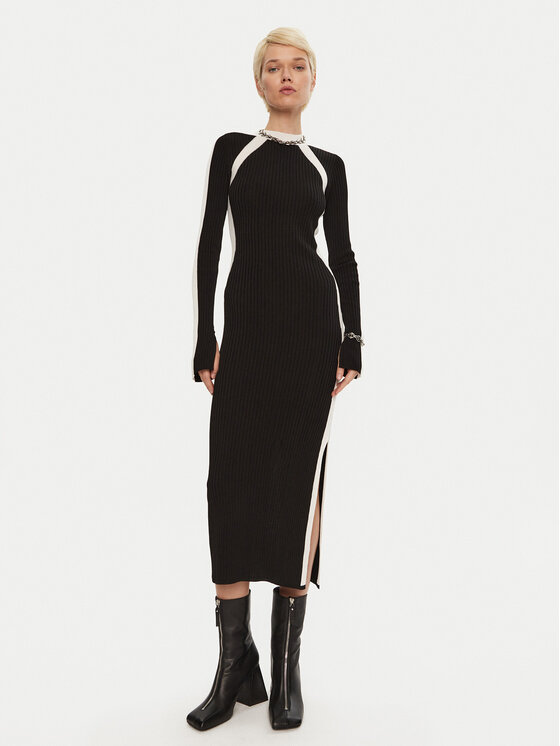Patrizia Pepe Patrizia Pepe Kootud kleit 8A1338 K9J5 Ekrüüvärv Regular Fit