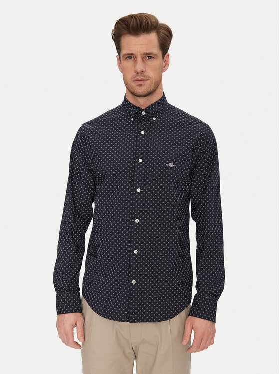 Gant Košeľa 3250056 Tmavomodrá Regular Fit