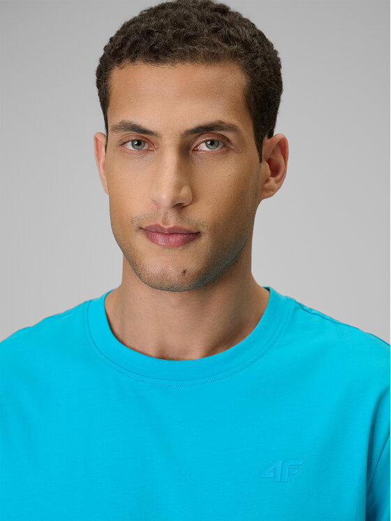 4F 4F T-Shirt BASIC+ Niebieski Regular Fit