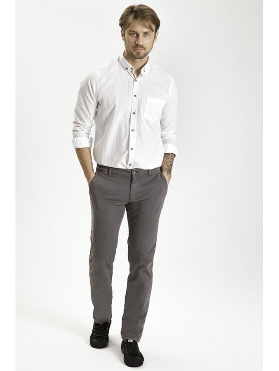 Cross Jeans Cross Jeans Chinosy F 194-955 Szary Tapered Leg