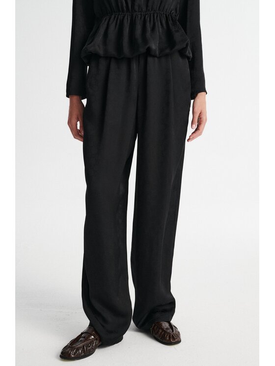 MARI PRETI MARI PRETI Spodnie materiałowe MONOGRAM M OBSIDIAN Czarny Wide Leg
