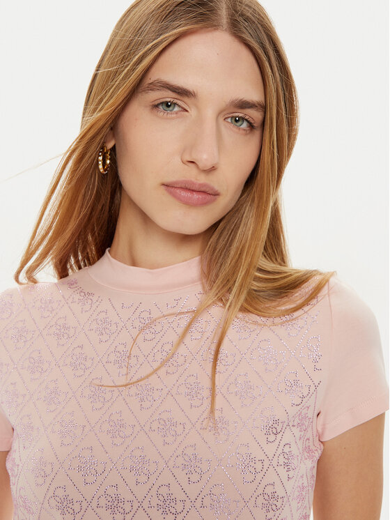 Guess Guess T-shirt W4BI26 J1314 Rosa Slim Fit
