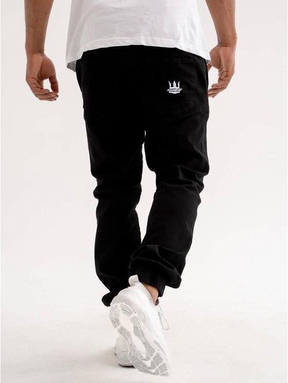 Jigga Wear Jigga Wear Jeansy Spodnie Jeansowe Jogger Męskie Czarne Jigga Wear Promo Crown XXL Czarny Regular Fit
