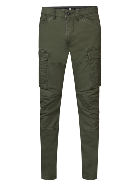 Petrol Industries Petrol Industries Hlače iz tkanine M-3030-TRO581 Zelena Slim Fit