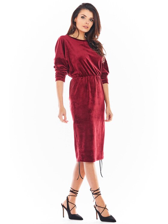 Awama Awama Vestito di maglia A405 Bordeaux Basic Fit