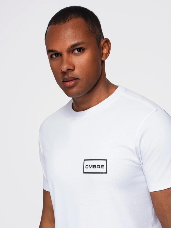 Ombre Ombre T-Shirt OM-TSPT-0231 Biały Regular Fit