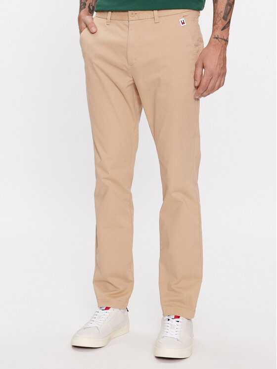 Tommy Jeans Chino nohavice Austin DM0DM18339 Béžová Slim Fit