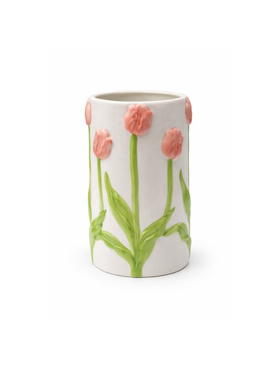 Wazon MIAhome, Różowy, ceramiczny z tulipanami TULIPANO