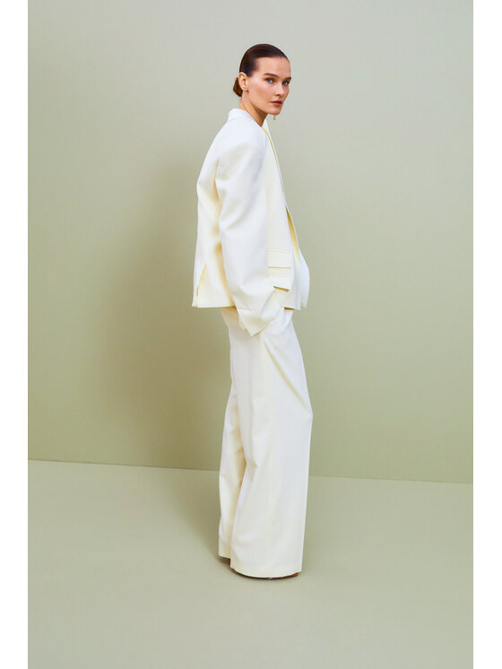Epuzer Epuzer Spodnie materiałowe Loose wool Kremowy Loose Leg
