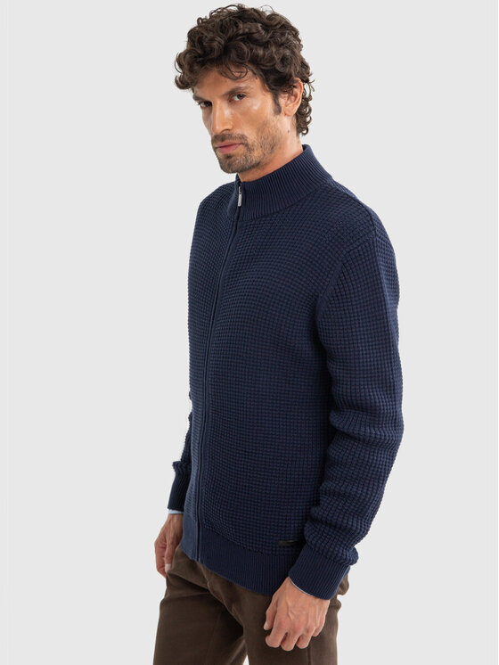 BIG STAR BIG STAR Sweter KARLISON_403_160 Granatowy Basic Fit