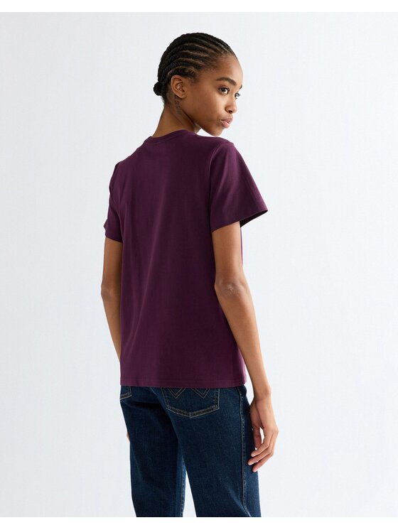 Wrangler Wrangler T-Shirt SIGN OFF TEE Fioletowy Slim Fit