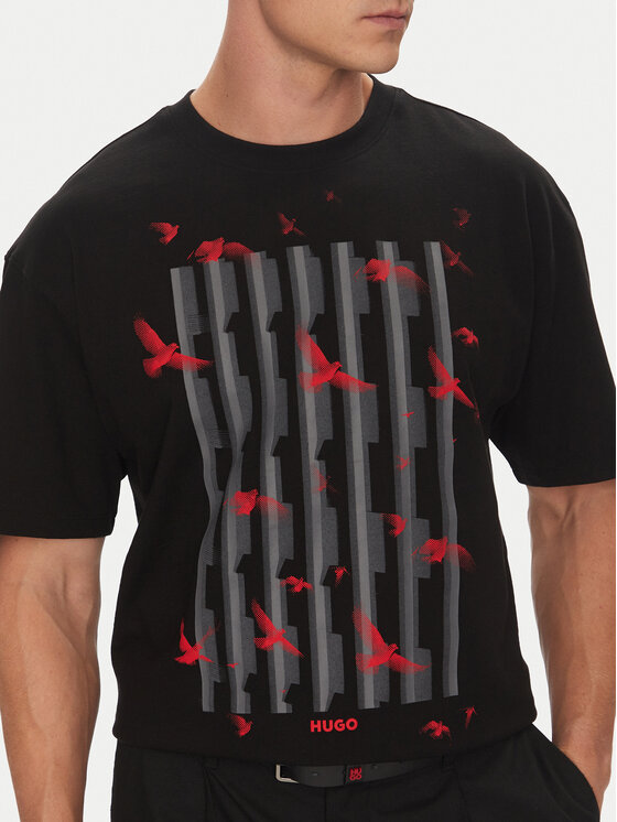 HUGO HUGO T-Shirt Digraph 50542581 Černá Oversize