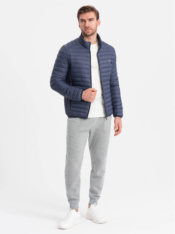 Ombre Ombre Kurtka przejściowa OM-JALP-0156 Granatowy Regular Fit