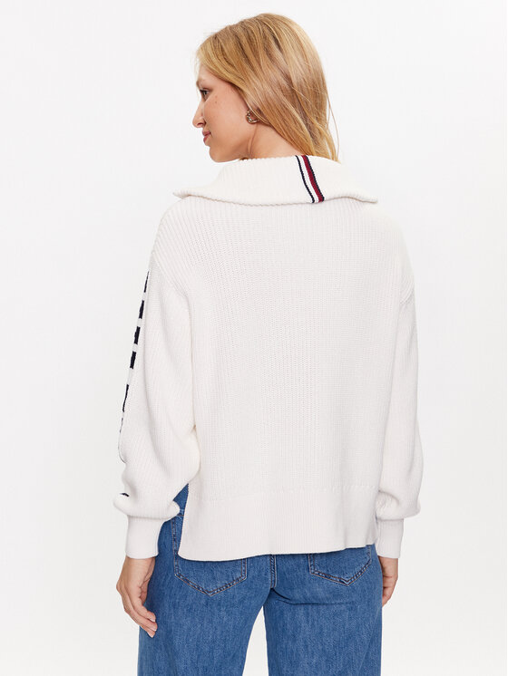 Tommy Hilfiger Tommy Hilfiger Sweter WW0WW39013 Écru Relaxed Fit