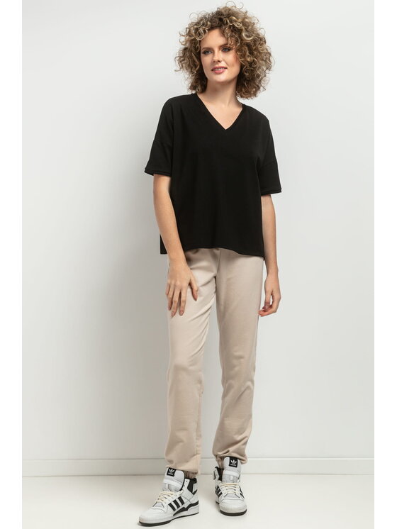 Tessita Tessita Bluzka T393 Czarny Straight Fit