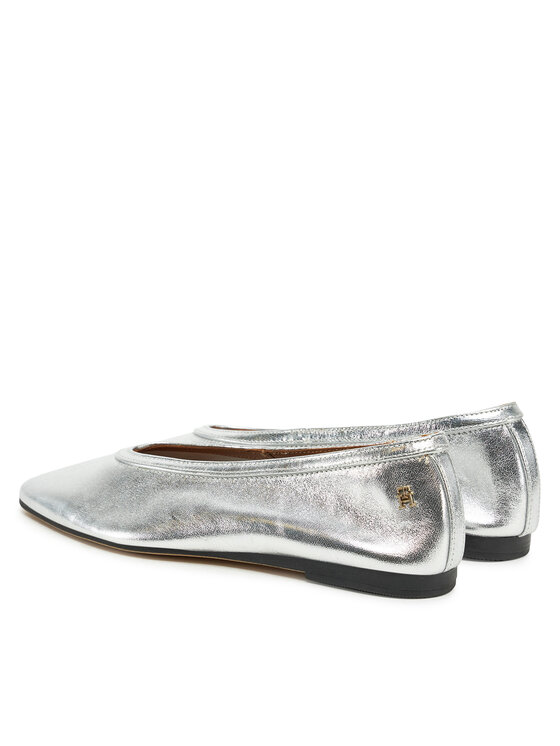 Tommy Hilfiger Tommy Hilfiger Балетки Soft Metal Lthr Ballerina No Bow FW0FW08601 Срібний