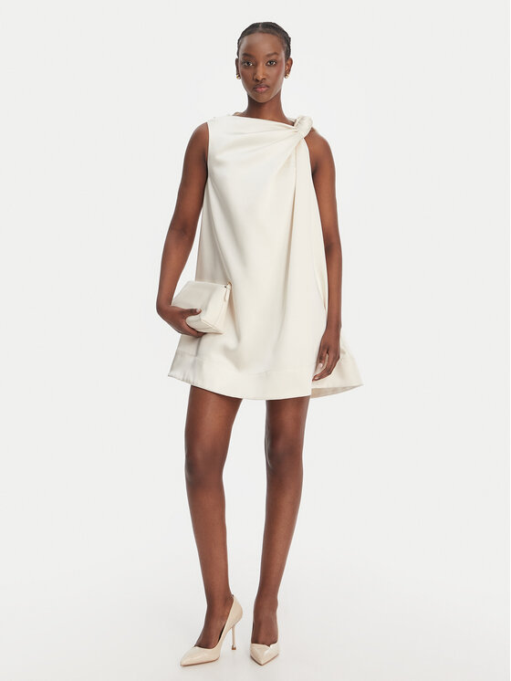 Eleh Eleh Коктейлна рокля SS260328 Бял Relaxed Fit