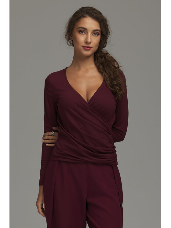 NIFE NIFE Bluzka B236 Bordowy Slim Fit