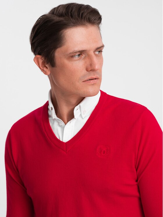 Ombre Ombre Svetr OM-SWSW-0102 Červená Regular Fit