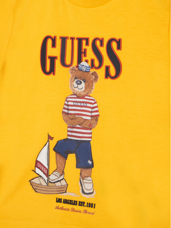 Guess Guess Tričko N6GI04 K8HM4 Žltá Regular Fit