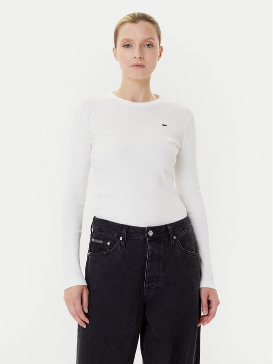 Lacoste Bluzka TF1692 Écru Slim Fit