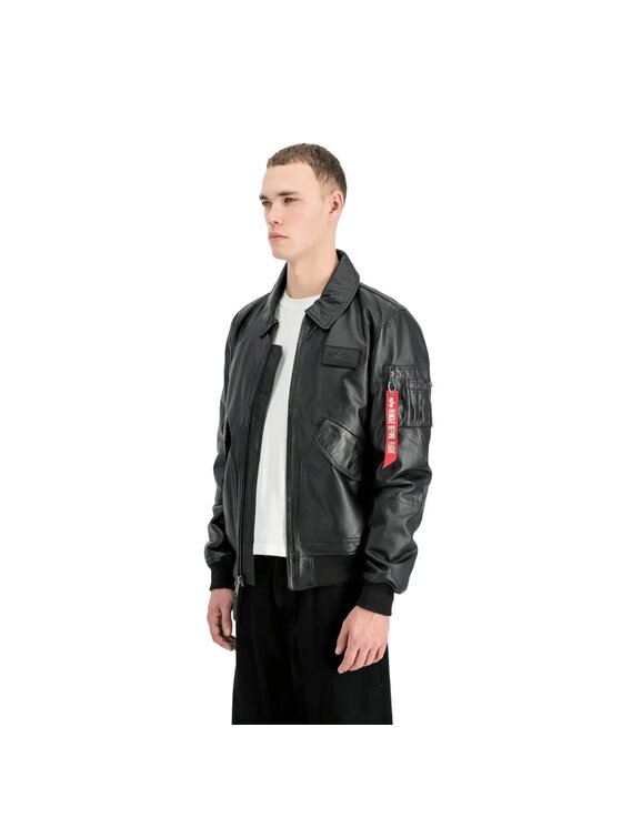 Alpha Industries Alpha Industries Kurtka skórzana AI.266106 Czarny Regular Fit