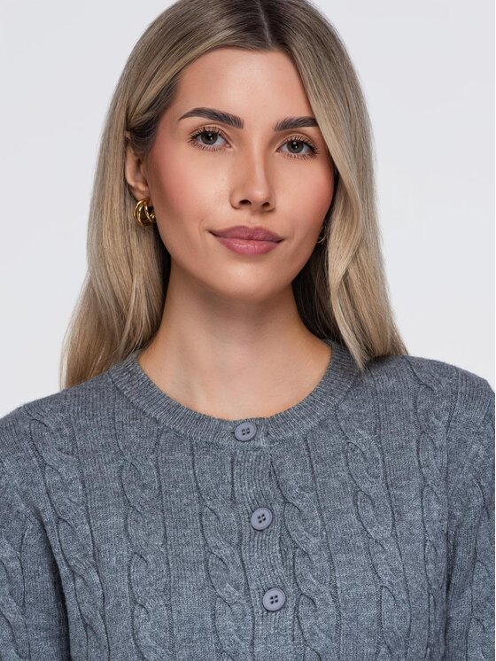 Ombre Ombre Sweter OW-SW-E0028 Szary Slim Fit