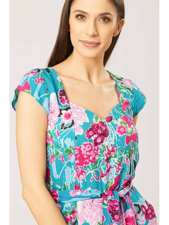 QUIOSQUE QUIOSQUE Sukienka codzienna 3881 Turkusowy Regular Fit
