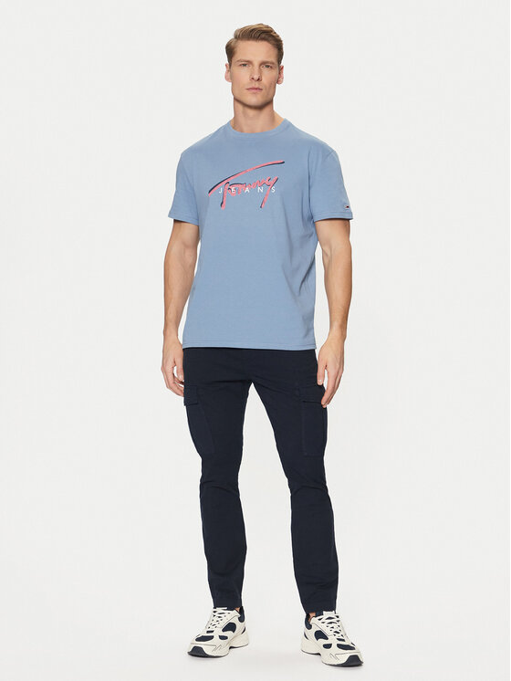 Tommy Jeans Tommy Jeans Tričko Signature DM0DM21109 Modrá Regular Fit
