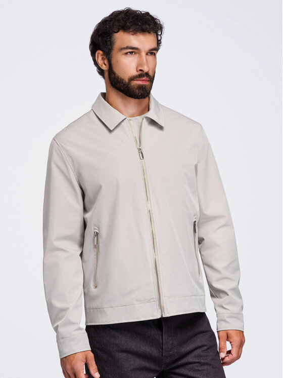Ombre Ombre Kurtka przejściowa OM-JANP-0224 Szary Regular Fit