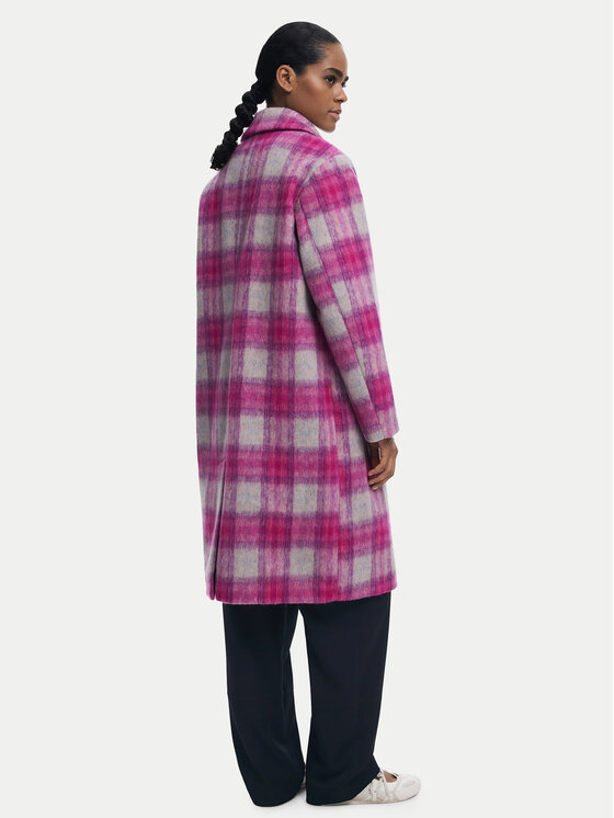 Desigual Desigual Vilnonis paltas Pinkcheck 25WWEW15 Rožinė Regular Fit